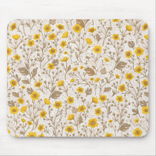 Buttercups, yellow and brown mouse pad