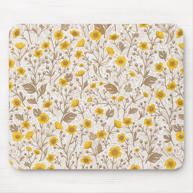 Buttercups, yellow and brown mouse pad (Front)