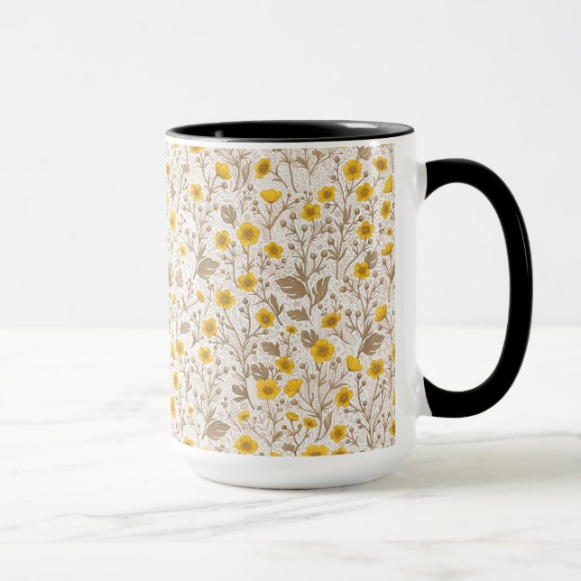 Buttercups, yellow and brown mug (Right)