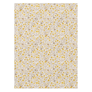 Buttercups, yellow and brown tablecloth