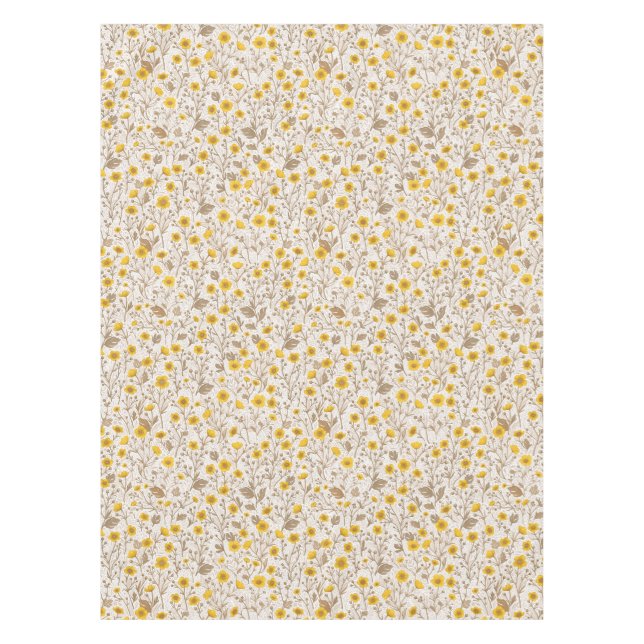 Buttercups, yellow and brown tablecloth (Front)