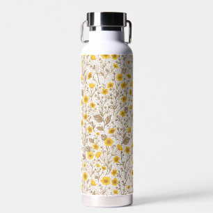 Buttercups, yellow and brown water bottle