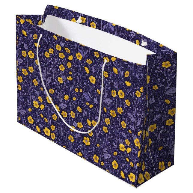 Buttercups, yellow and violet large gift bag (Back Angled)