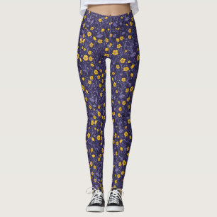 Buttercups, yellow and violet leggings