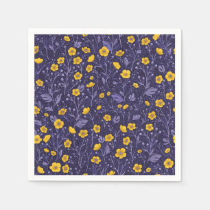 Buttercups, yellow and violet napkin