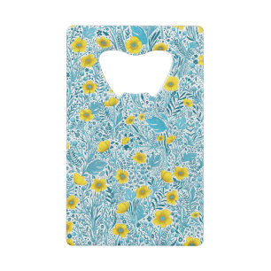 Buttercups, yellow, blue and white