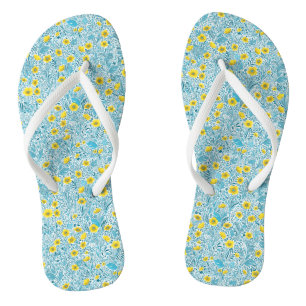 Buttercups, yellow, blue and white thongs