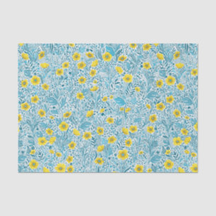 Buttercups, yellow, blue and white tissue paper