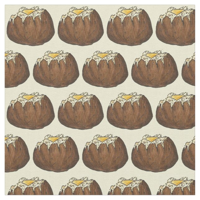 Buttered Baked Potato Potatoes Food Foodie Fabric (Close Up)