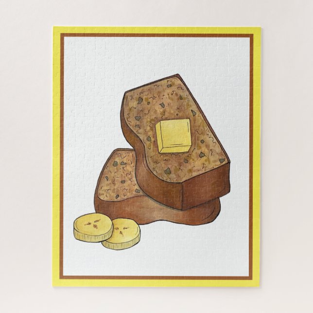 Buttered Banana Bread Loaf Slice Food Illustration Jigsaw Puzzle (Vertical)