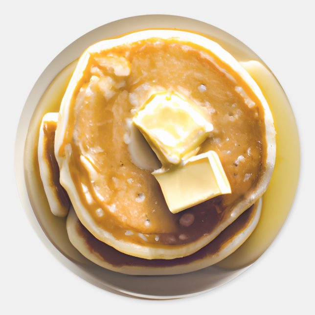 Buttered Pancakes with Syrup Food Classic Round Sticker (Front)