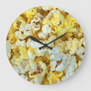 buttered popcorn background large clock