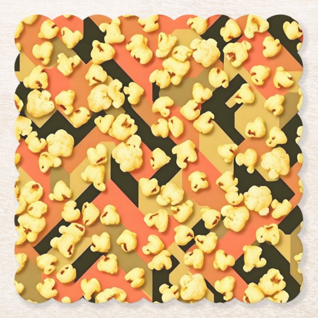  Buttered Popcorn Camouflage Art Coaster Set (Front)
