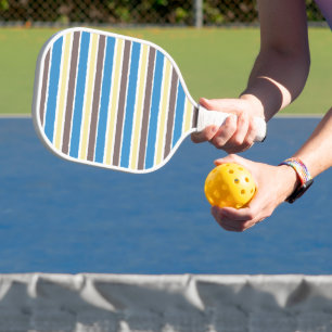 Buttered Popcorn Coffee Brown Sonic Blue Stripes Pickleball Paddle