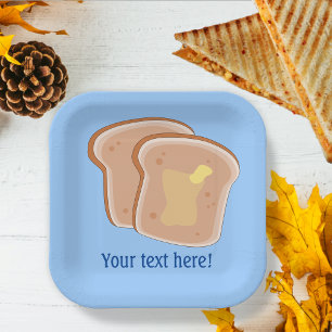 Buttered Toast graphic plus your custom text Paper Plate