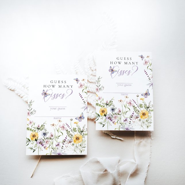 Butterflay Purple Floral Bridal Shower Kisses Game Enclosure Card (Creator Uploaded)