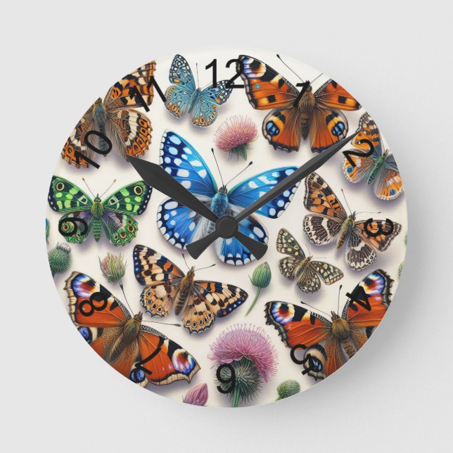 Butterflies 2 round clock (Front)