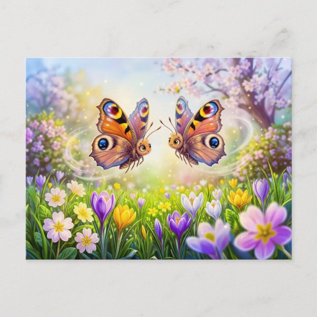Butterflies Above Blooming Spring Meadow Postcard (Front)