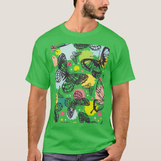 Butterflies Abstract Hand Drawn Design T-Shirt