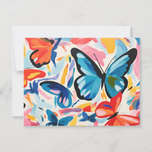 Butterflies abstract painting. postcard