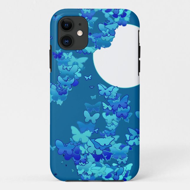 Butterflies against blue night sky, moonscape Case-Mate iPhone case (Back)