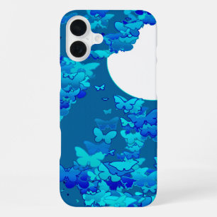 Butterflies against blue night sky, moonscape iPhone case