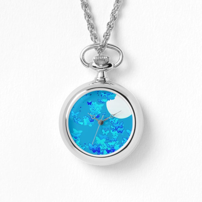 Butterflies against blue night sky, moonscape watch (Front)