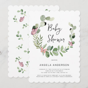 Butterflies All Around Scalloped Baby Shower Invitation