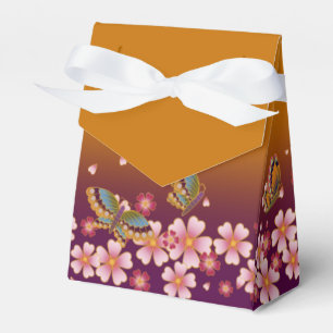 Butterflies Amid Sakura Blossoms Customisable Gold Favour Box