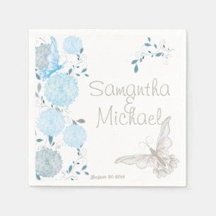 Butterflies and Blue Chrysanthemums Napkin