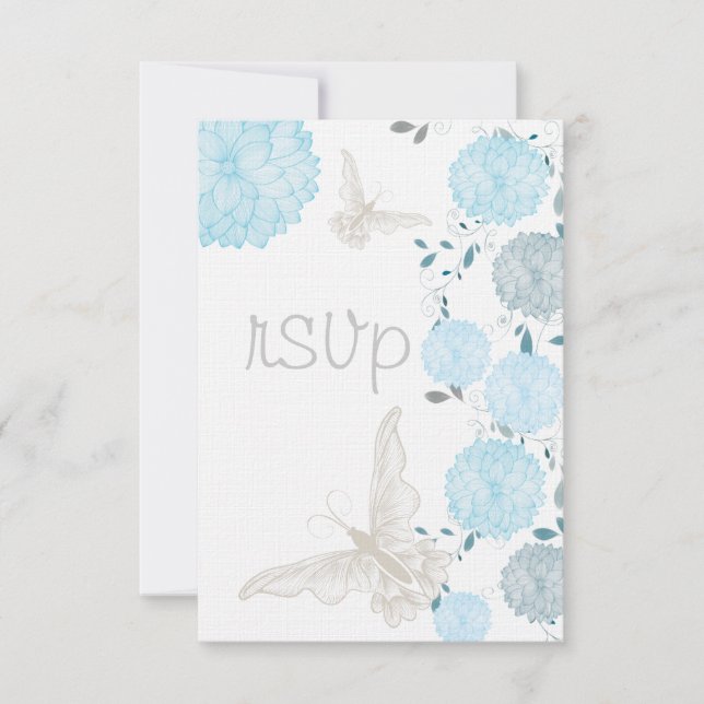 Butterflies and Blue Chrysanthemums  RSVP (Front)
