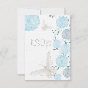 Butterflies and Blue Chrysanthemums RSVP Card
