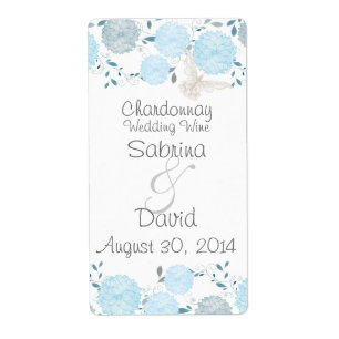 Butterflies and Blue Chrysanthemums Wedding Wine
