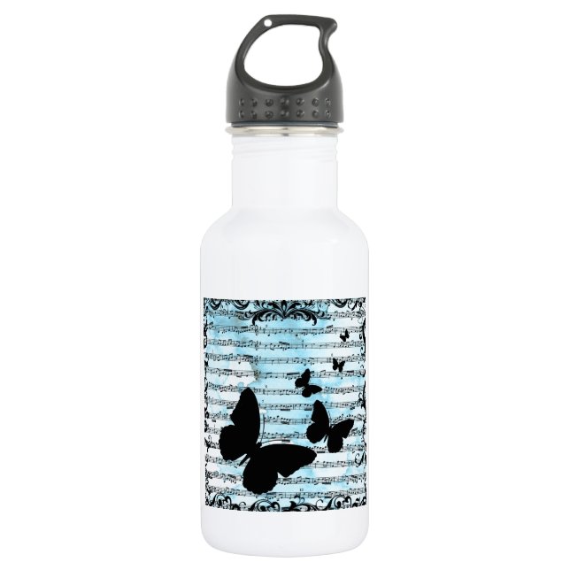 Butterflies and Blue Notes 532 Ml Water Bottle (Front)