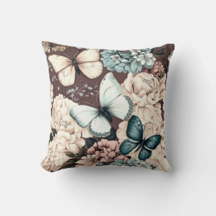 Butterflies and brown flowers cushion