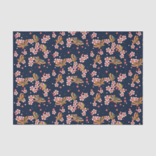 Butterflies and Cherry Blossom Showers Dusky Blue Tissue Paper