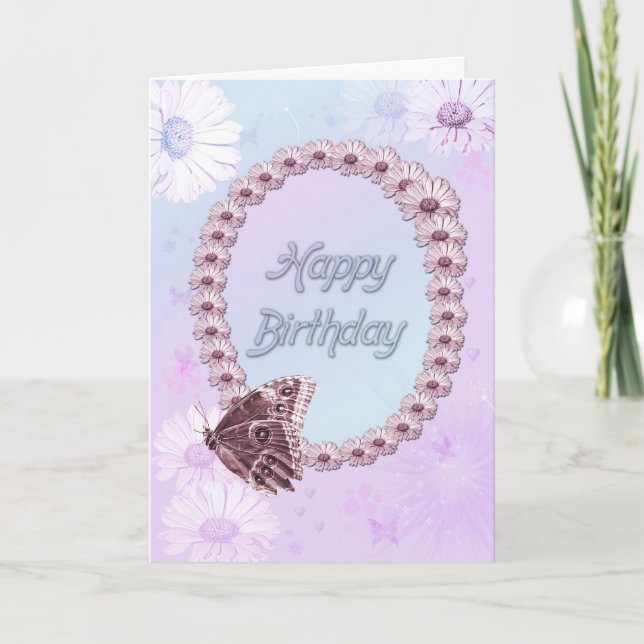Butterflies and daisies Birthday card for a woman (Front)