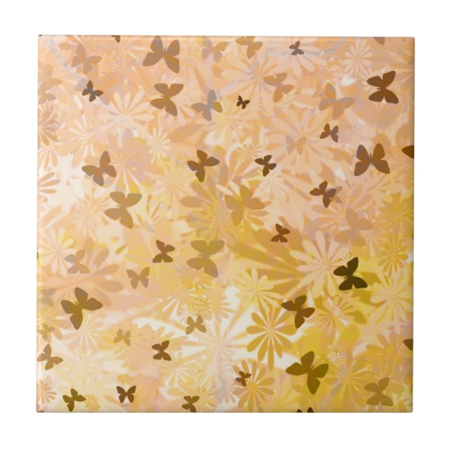 Butterflies and Daisies by Shirley Taylor Ceramic Tile (Front)