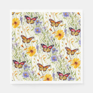 Butterflies and Daisies in a Meadow Napkin