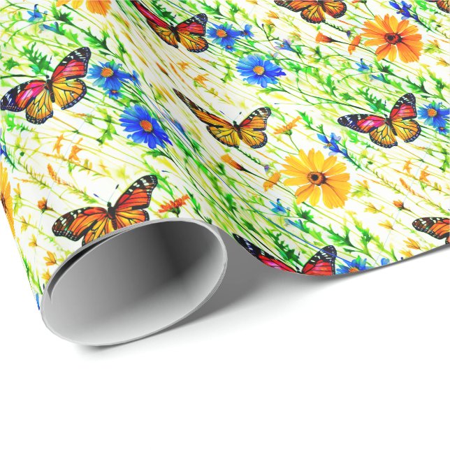 Butterflies and Daisies in a Meadow Wrapping Paper (Roll Corner)