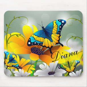 Butterflies and Daisies Mouse Pad