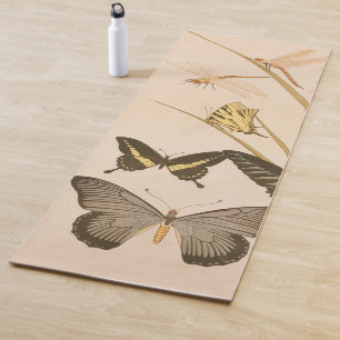 Butterflies and Dragonflies Vintage Animal Yoga Mat