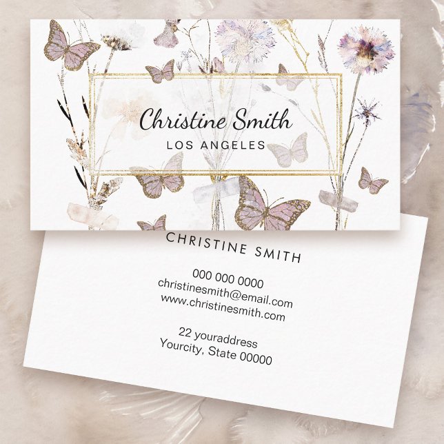 butterflies and dried flowers business card (Creator Uploaded)
