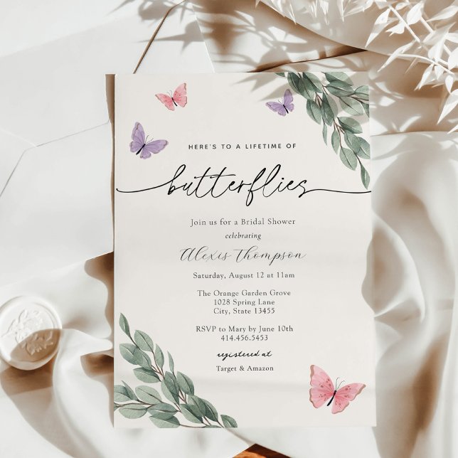 Butterflies and Eucalyptus Bridal Shower Invitation (Creator Uploaded)