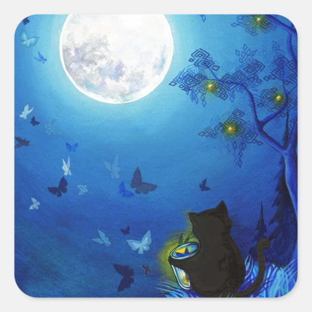 Butterflies and Fairy Lanterns Square Sticker (Front)