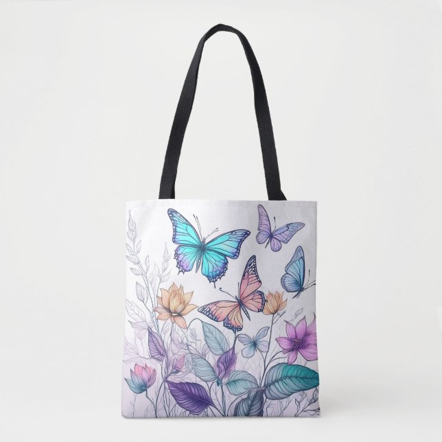 Butterflies and Florals Tote Bag (Front)