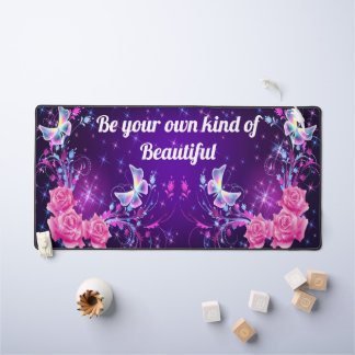 Butterflies And Flourishes Be Beautiful Desk Mat