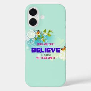 Butterflies and Flower Blossoms with Magic Quote iPhone 16 Case