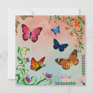 Butterflies and flowers