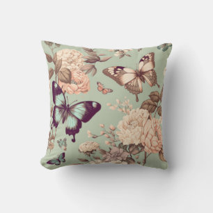 Butterflies and flowers ωερυ light green decor  cushion